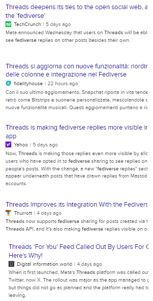 Le notizie sul fediverso riguardano solo Threads: una rassegna da DuckduckGo 